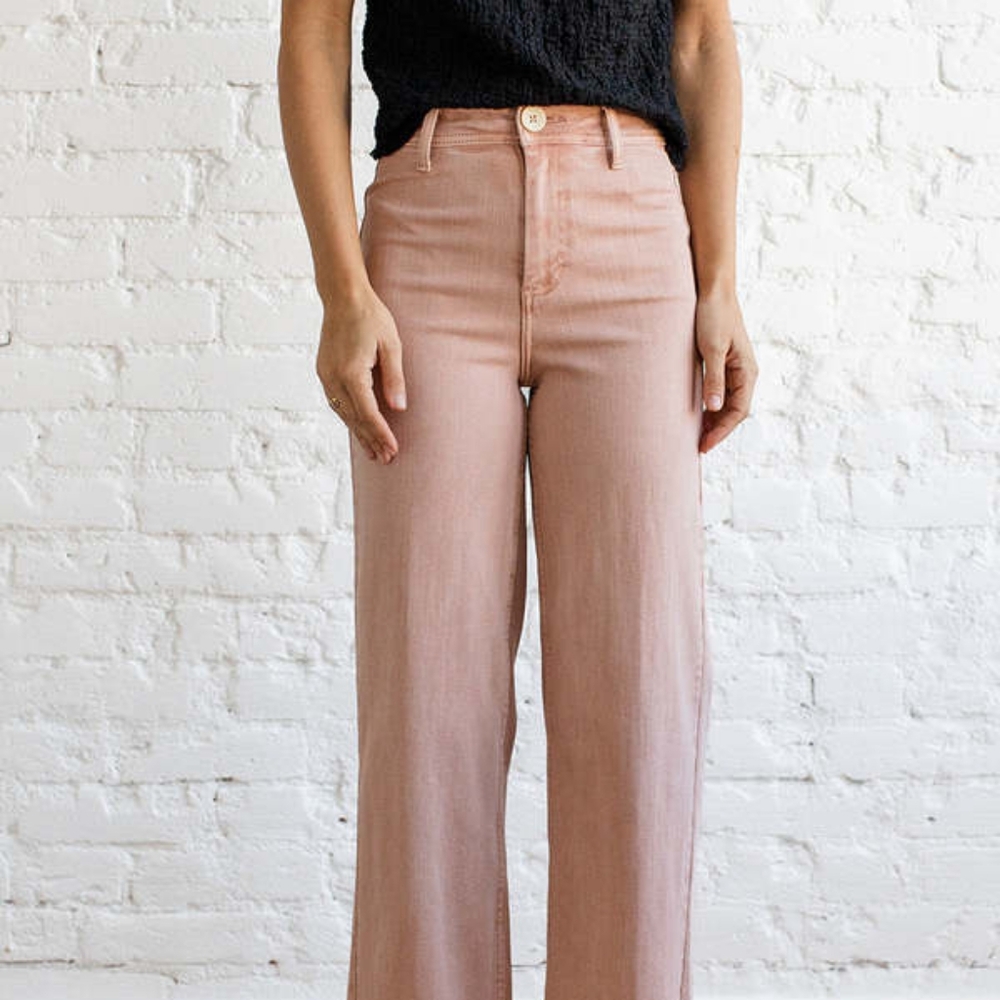 OAT NY | High Rise Wide Leg Jeans | Vintage Rose | Size 24